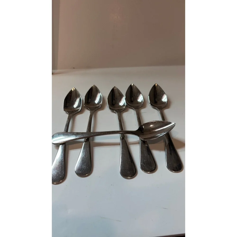 Dansk 18/10 Stainless Steel Grapefruit Spoons Serrated Edge Set of 6 Silver